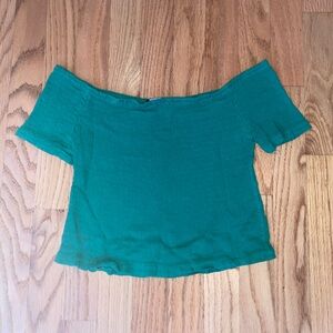 Off the shoulder green crop top
